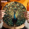 Vintage Blue Gold Peacock Metal Wall Art Decor for Cafe Home