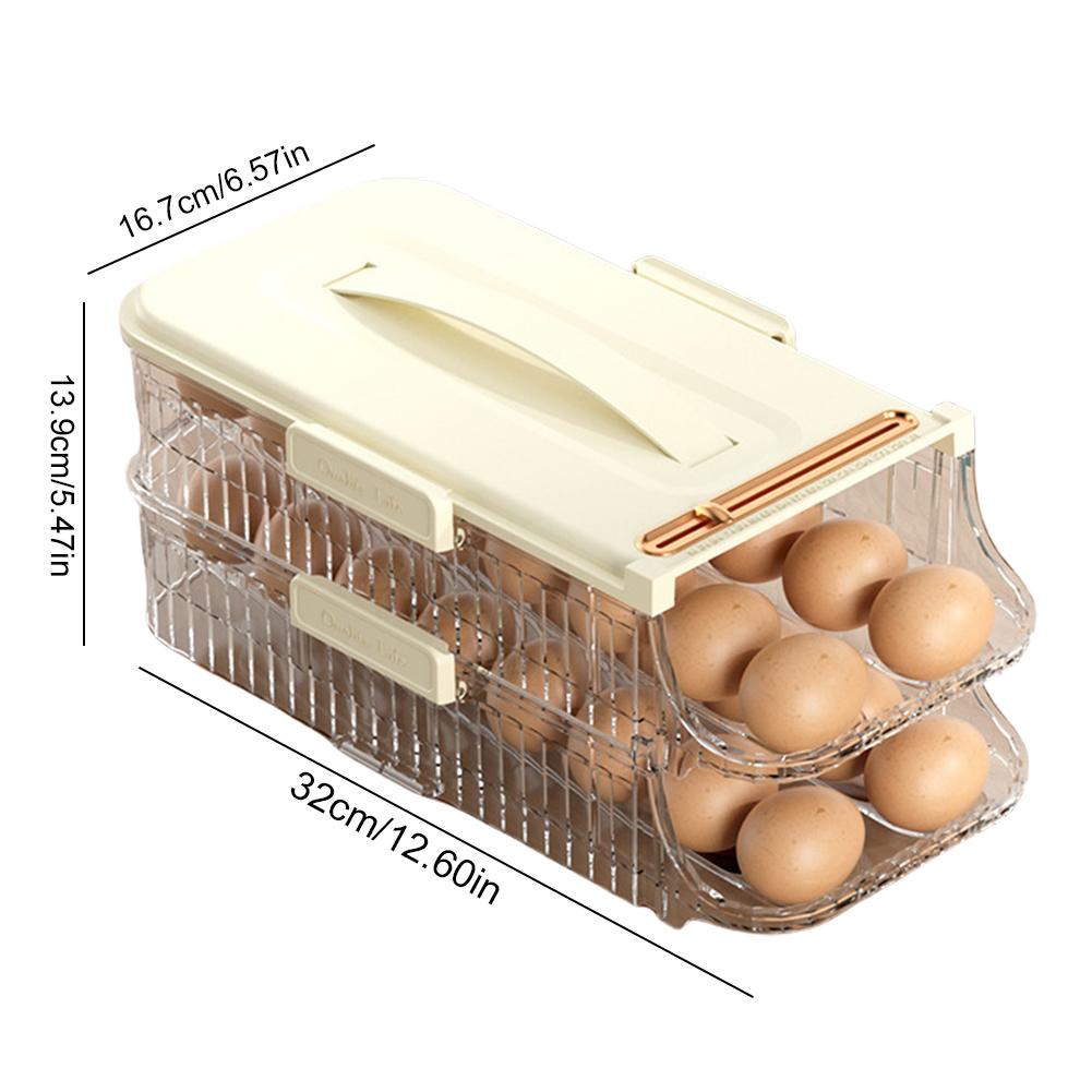 Fridge Egg Dispenser Space Saving Fridge Egg Rack 1/2/3 Layer Rolling Eggs Dispenser Organizer for Refrigerator Kitchen Cabinets