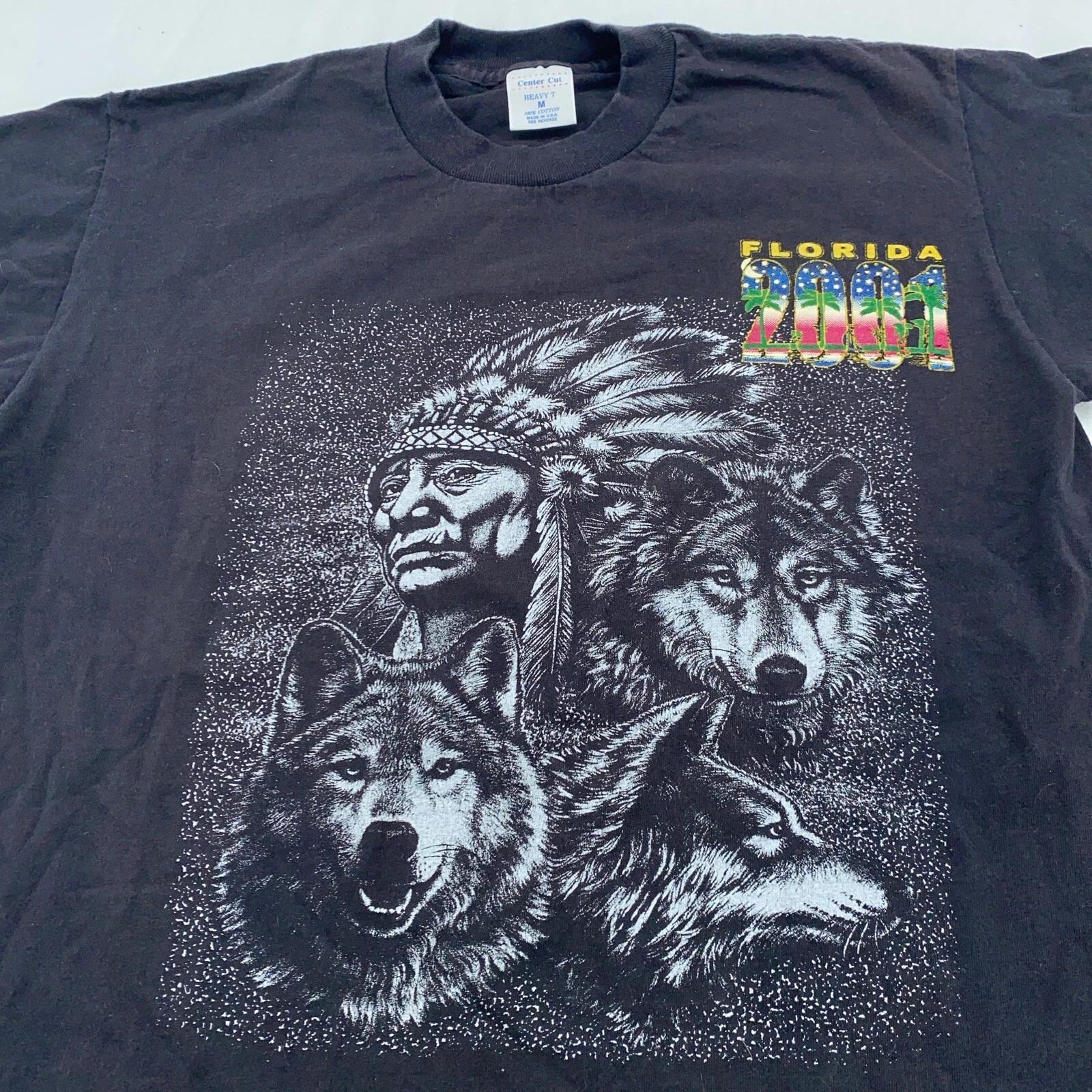 vintage NATIVE AMERICAN WOLF FLORIDA 2001 T-Shirt M nature animal 4XL