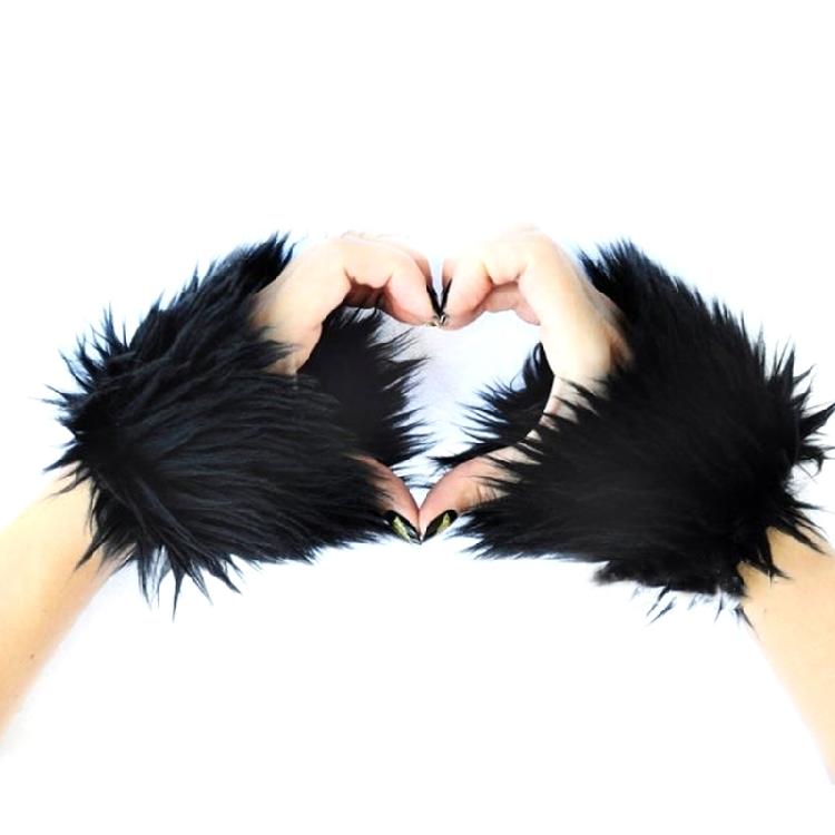 

Faux Furs Wrist Cuffs Oversleeve Wrist for Wool Coat Jackets Arm Warmer Sleeve 1 чорний