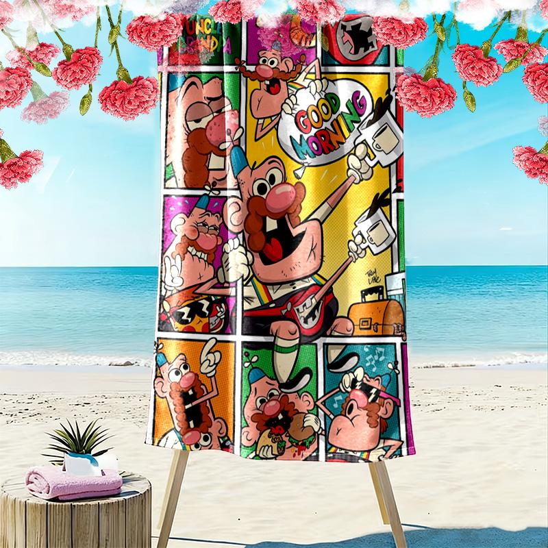 Uncle Grandpa Print Beach Towel, Large Soft Quick Dry Towel for Beach Camping Swimming
