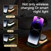 YF-A6 3 In 1 15W Dual Coil Wireless Charger with Night Light for iPhone/Apple Watch/AirPods Charging Stand