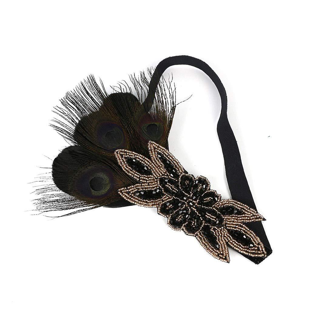 1920s Gatsby Ball Peacock Feather Headband - Retro Bridal Headdress