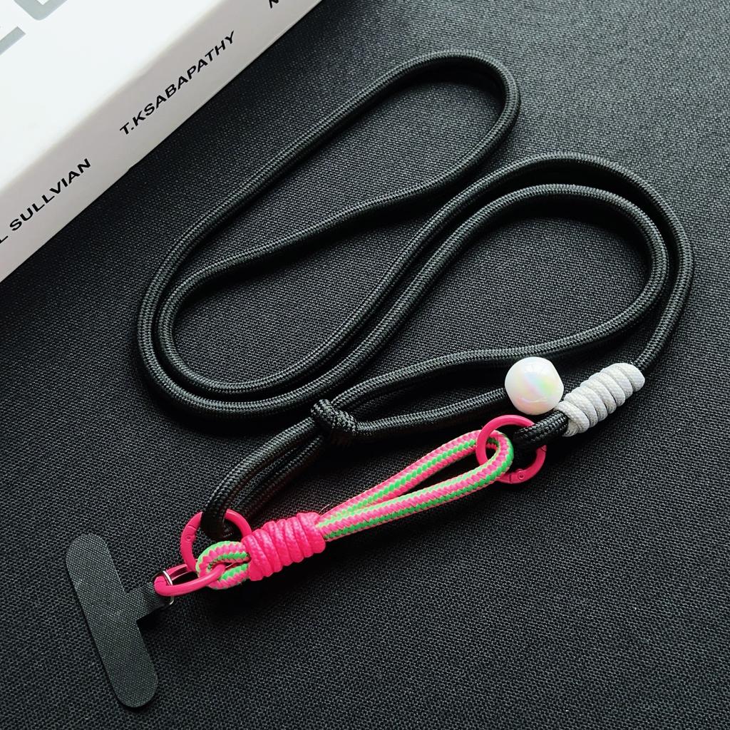 DIY Two-In-One Adjustable Mobile Phone Lanyard, Crossbody Long Rope, Wrist Short Rope, Multi-Functional Pearl Accessory Lanyard