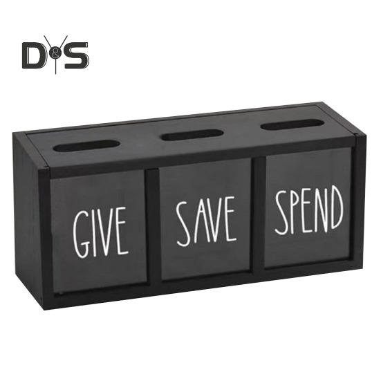 Drewniana Skarbonka Świnka 3-Przegrodowa Skrzynka Oszczędnościowa Wizualizowane Rachunki Monety Skrzynka Oszczędnościowa dla Dzieci Dorosłych Sypialnia Biuro