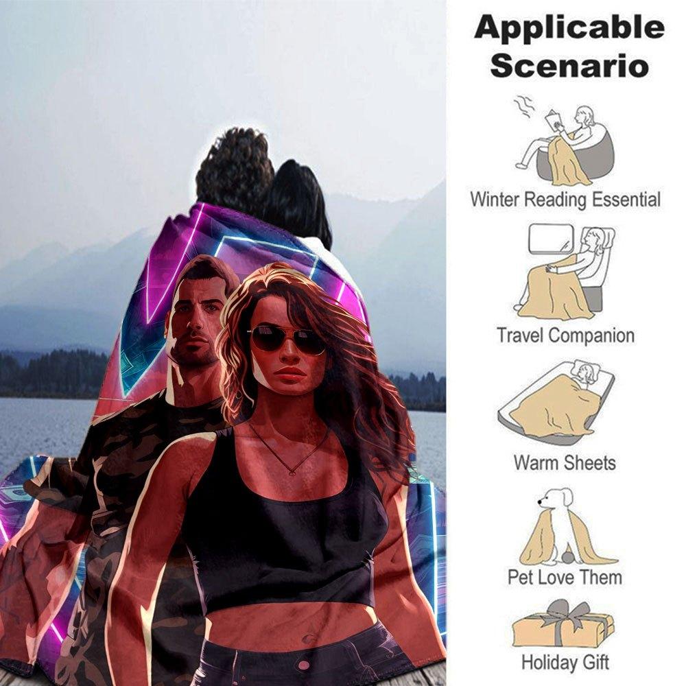 1pc Grand Theft Auto Soft Flannel Blanket with Designer Print A cozy blanket for all seasons, perfect for the couch, bed, office