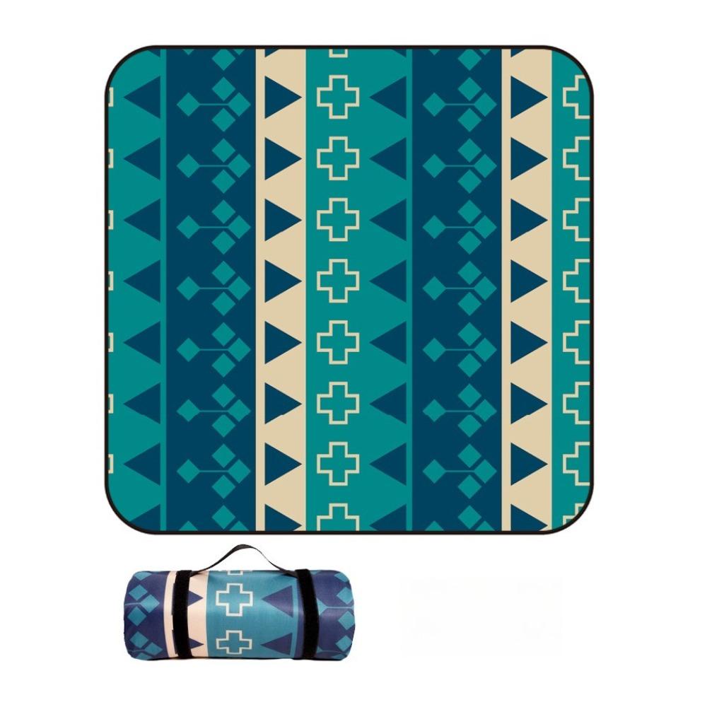 Vintage Print Picnic Blanket Waterproof Outdoor Camping Mat Carry Strap Foldable Travel Rug for Beach Park