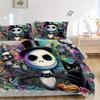 3pcs Halloween Nightmare Before Christmas Ideas Printed Quilt Set - Includes 1 Quilt Cover and 2 Pillowcases, Machine Washable - Suitable for All