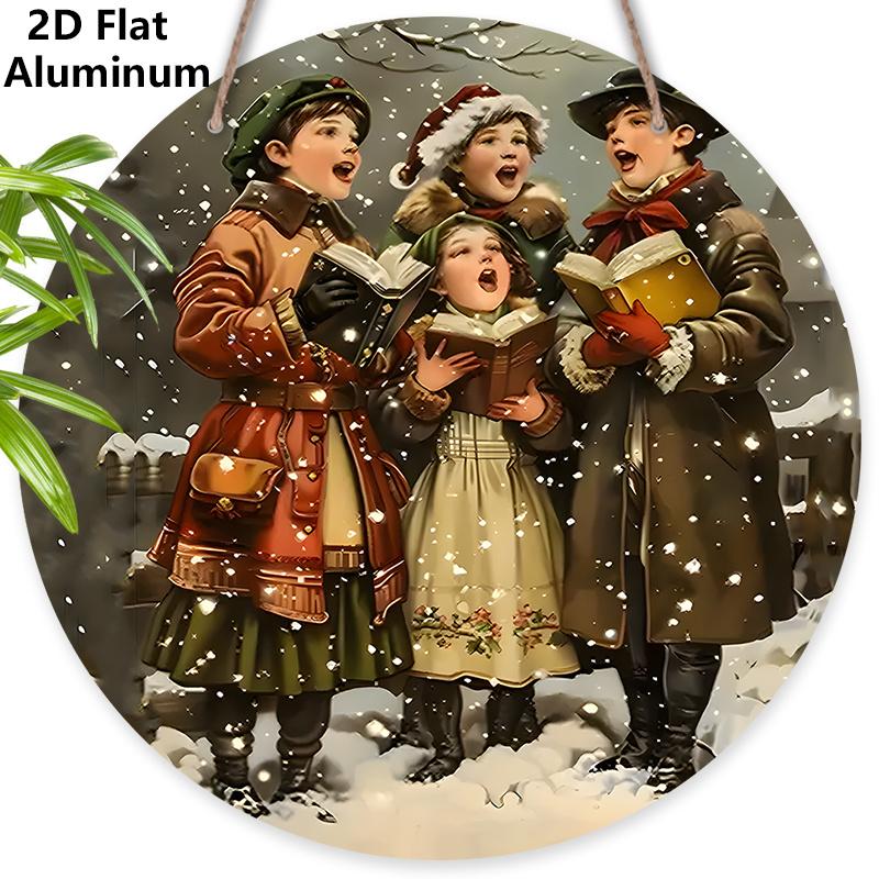 

2D Flat Warm Winter Aluminium Sign - Navidad Figurine Ornaments - Ideal for Front Door, Wall, Porch, Yard Decor - Ideal Christmas Gift for Friend 7.87×7.87inch