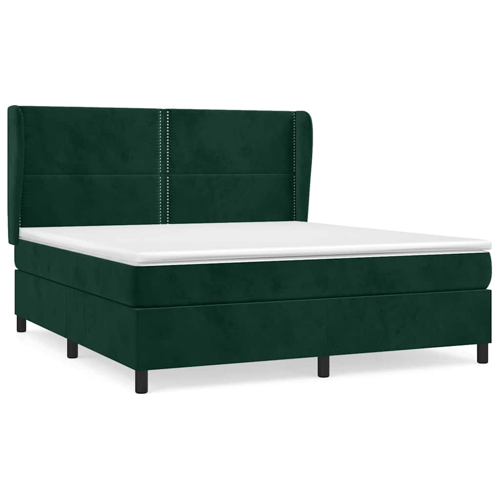 Box Spring Bed with Mattress Dark Green 180x200 cm Velvet