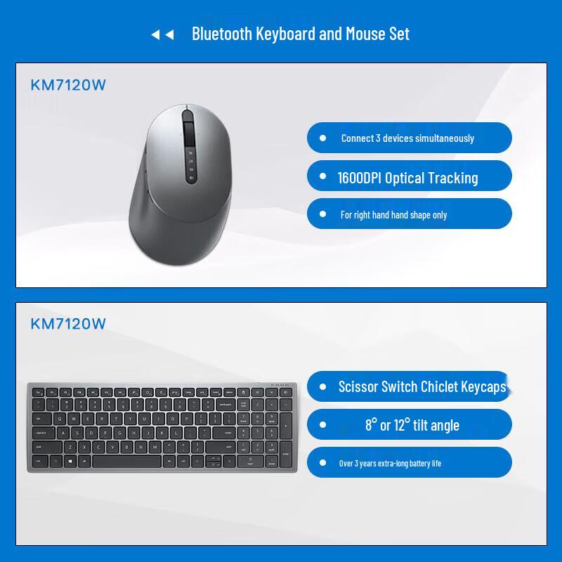 Dell KM7120W Wireless Bluetooth Keyboard and Mouse Set
