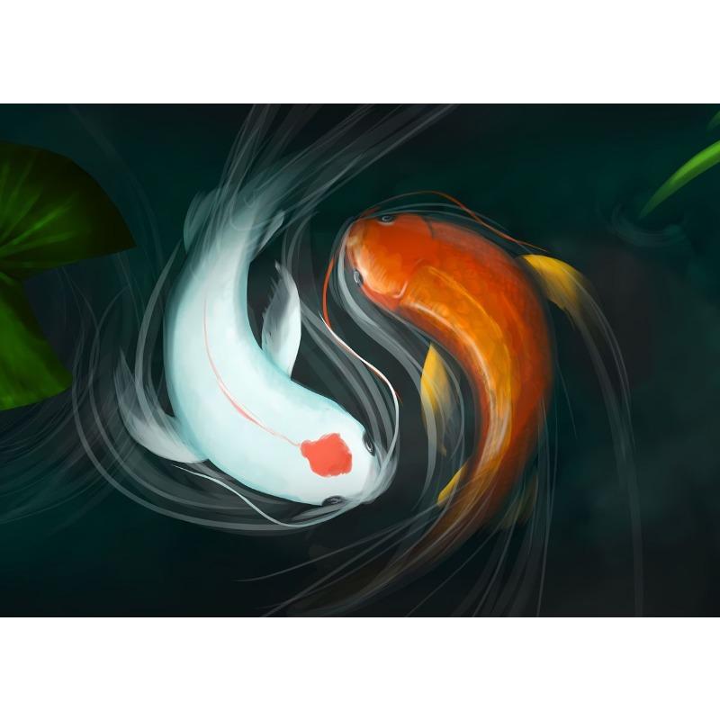 Japanese Yin Yang Koi Fish Classical Canvas Paintings Wall Art Posters and Prints Great Wave Famous Art Pictures Room Home Decor