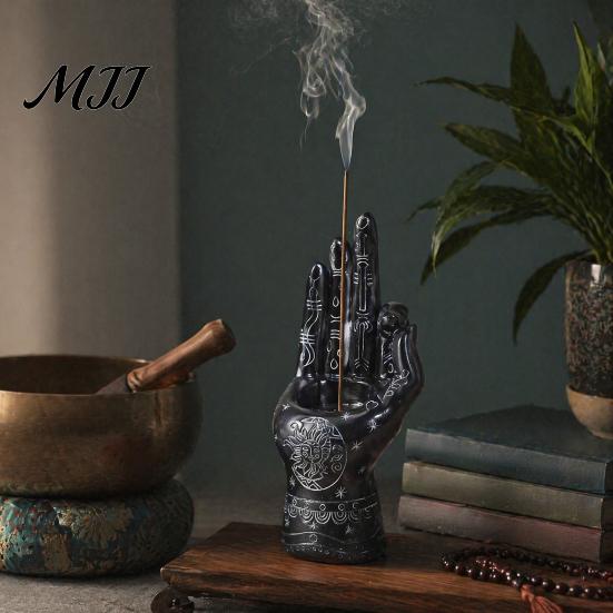 Resin Hand Statue for Meditation Palmistry Incense Holder, Statue, Decorative Mysterious Holder Stick Ancient Mystical Palm Sculpture Home Table Decor