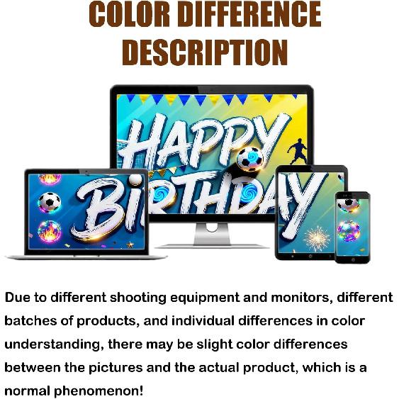 Glowing Soccer Happy Birthday Banner, Large Sports Backdrop for Outdoor Indoor Party Photo Booth