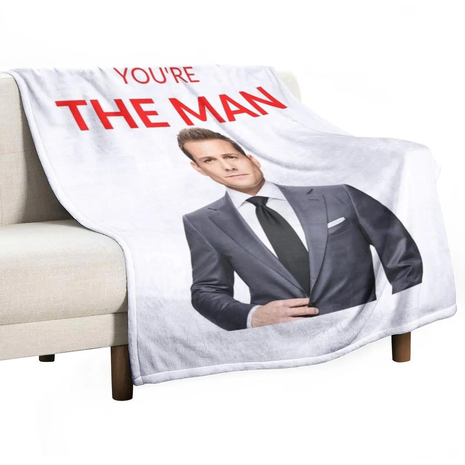 Suits Harvey Specter You re the man Merch Throw Blanket Sofa Throw Blanket Fluffy Soft Blankets Beautiful Blankets Size: 75*100cm, Weight: 230 GSM