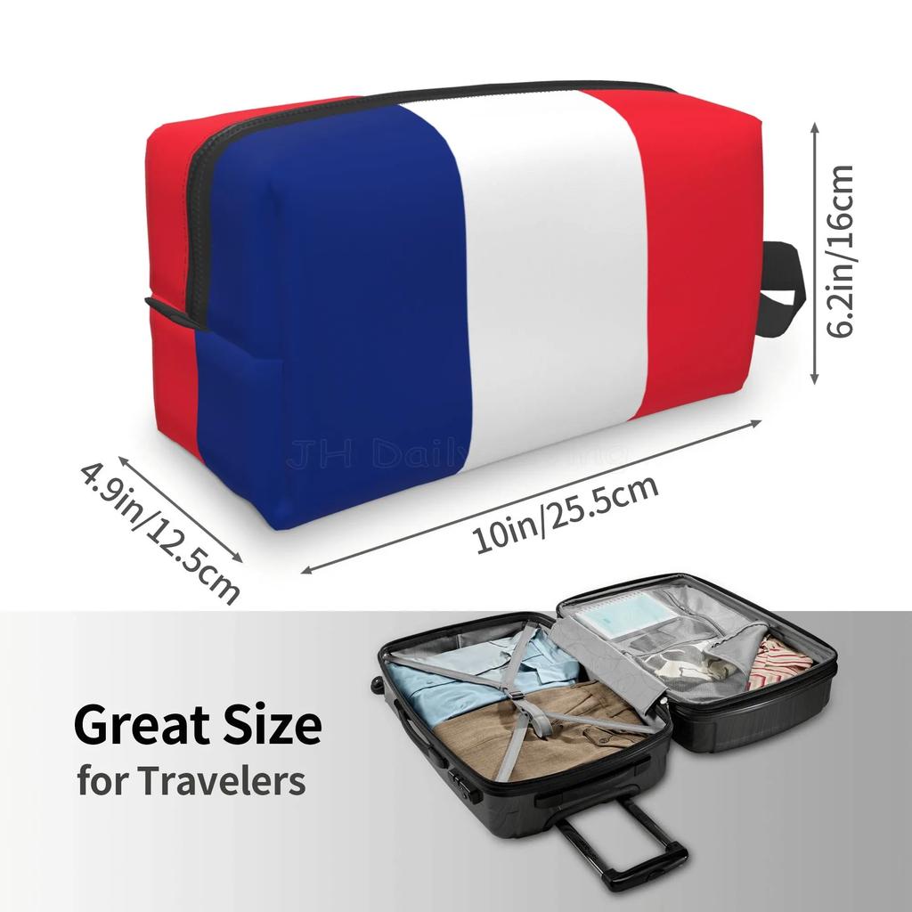 French Flag Travel Toiletry Bag Makeup Cosmetic Bags Pouch Large Accessories for Women Men Girls Gifts Waterproof Zipper