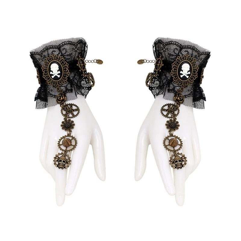 Gothic Gloves Victorian Pirate Wristband DanceParty Gloves Lady Cool Accessories