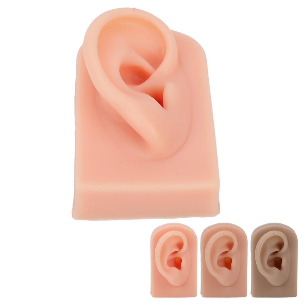 Silicone Ear Model Soft Flexible Right Ear Reusable Human Ear Model for Ear Piercing Training And Ea