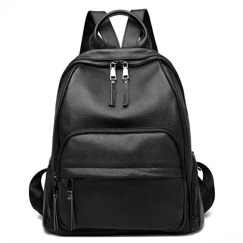 Genuine Leather Women s backpack New Fashi Trendy Soft cowhide backpack for lady large capacity travel commuting backpack чёрный