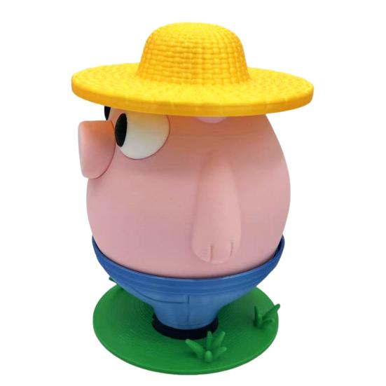 Yousheng Farmer Pig Coin Bank Funny Animal Money Box with Hat Novelty Coin Holder Large Slot Cartoon Piggy Bank for Easy Coin Saving