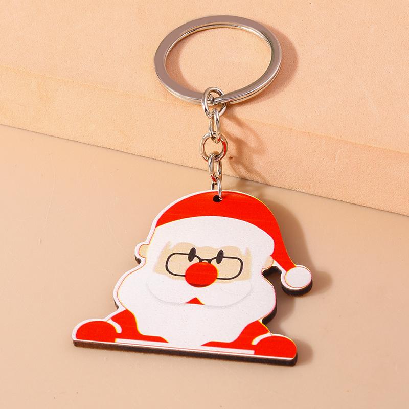 Cute Christmas Key Chain Snowman Santa Claus Key Ring Pendant for Car Key Holder Women Girls Handbag Decor DIY Jewelry Gift