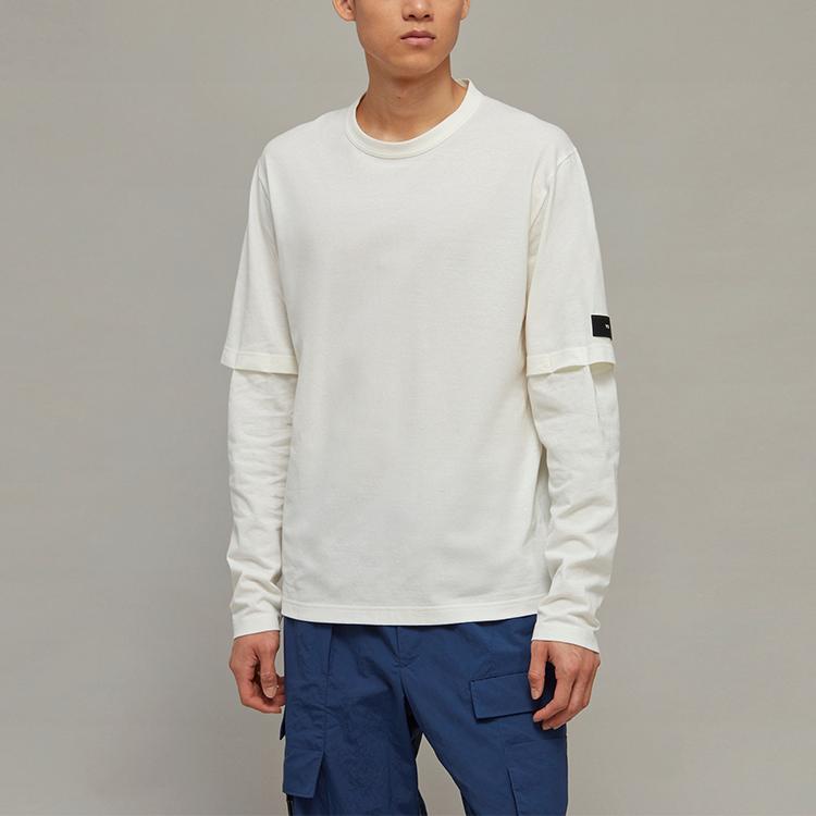 Adidas Solid Color Crew Neck Loose Long Sleeve T-Shirt Unisex Tops White HZ8821