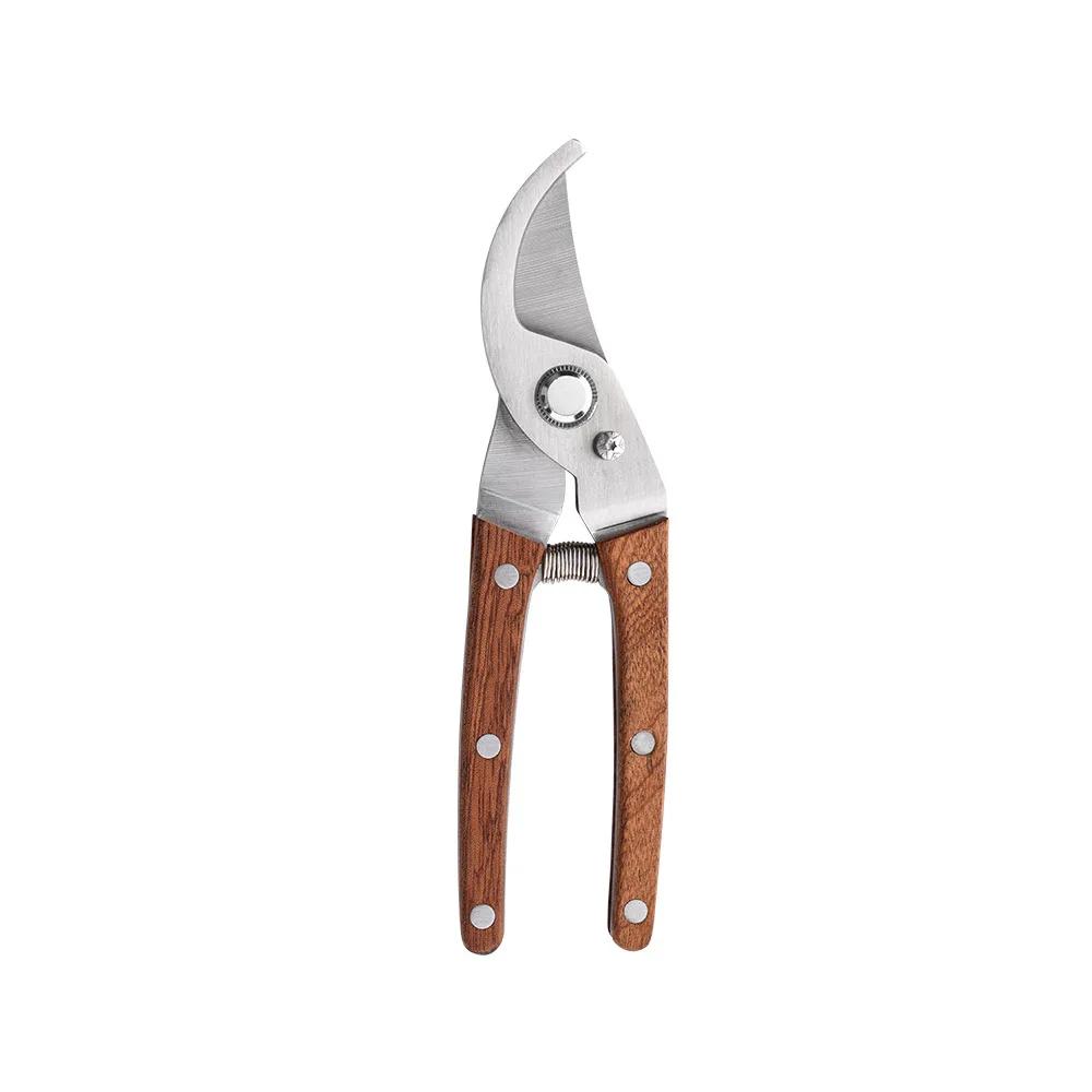 

Solid Wood Shears Carbon Steel Sharp Curved Pruners Plant Grafting Floral Trimming Non-Slip Handle Garden Manual Scissors коричневий
