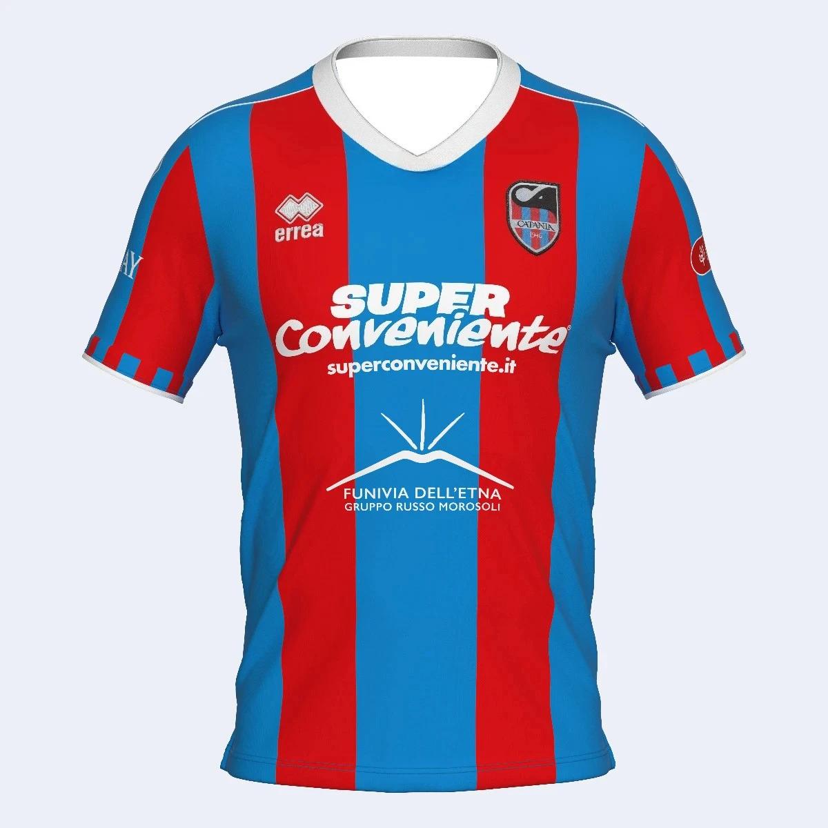 Catania Calcio Soccer Jersey - Red & Blue Stripes Breathable Sports Tshirt Soccer Jersey 3d HD Prints Jersey Parent-child Outfit XL