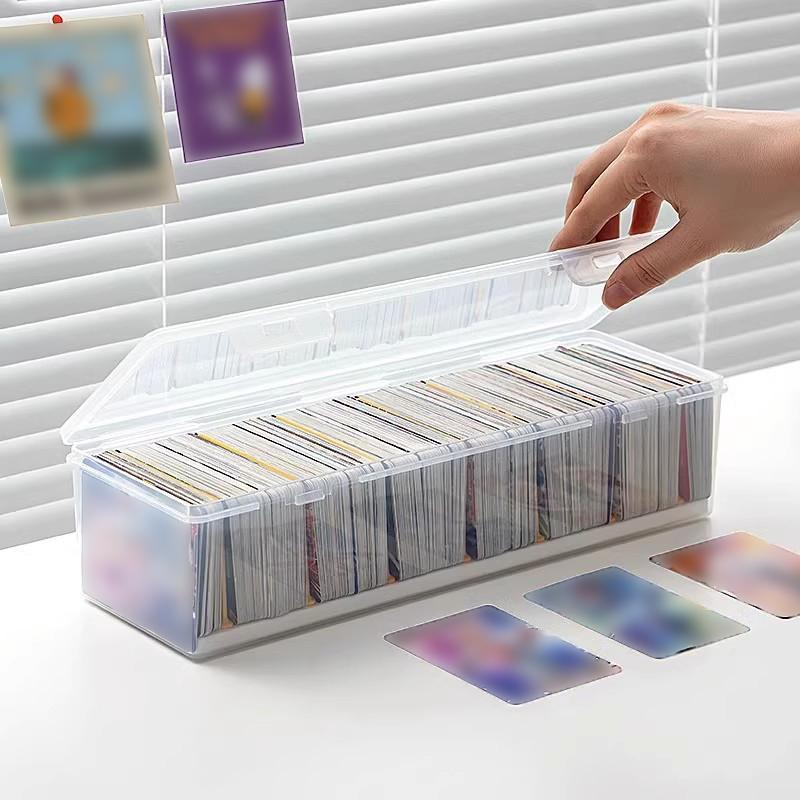 Clear Plastic Card Storage Box 550+ Capacity Adjustable Dividers for Game Cards | Customizable Compartments & Durable Organizer