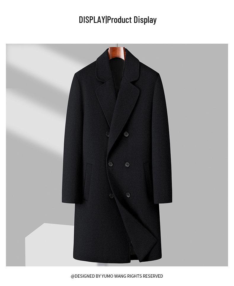 Wool Blend Men's Mid-Length Trench Coat - 2025 Autumn/Winter Collection