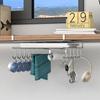 Clip-On Shelf under Cabinet Storage Shelf with 10 Hooks 2 Towel Bars And Cutting Board Holder No-Drill Installation