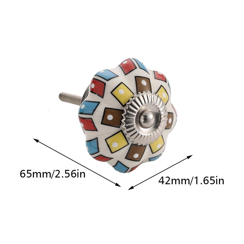 1PC Iron Material Vintage Cabinet Handle European Style Painted Pattern Exquisite Pumpkin Shape Home Decoration Multicolor