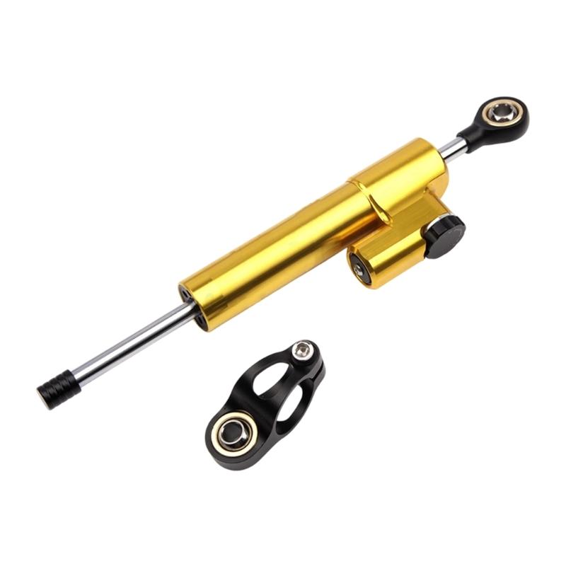 Machined Aluminum Motorcycle Steering Damper with Anodized Finish, Adjustment Knob and Shared Mounting Hardware