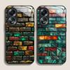 Creative Colorful Brick Texture Printed Tempered Glass Phone Case for OPPO Realme 14 13 Pro Plus 12 11 10 Neo 3 X7 PRO C75 Cover