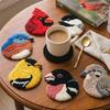 6 PCS DIY Bird Coasters Punch Needle Kit With Hoop Yarn & Patterns Handmade Tufted Bird Mug Rug Craft Set For Adults Stress Relief Home Decor Gift