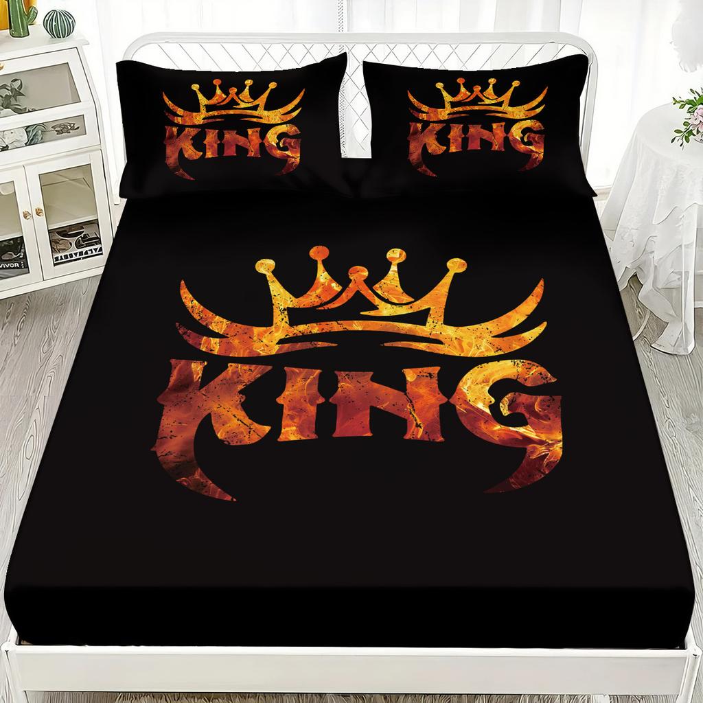 Mattress Three-Piece Crown 3D Printed Mattress Thickened Abraded Pillowcase Mattress Cover