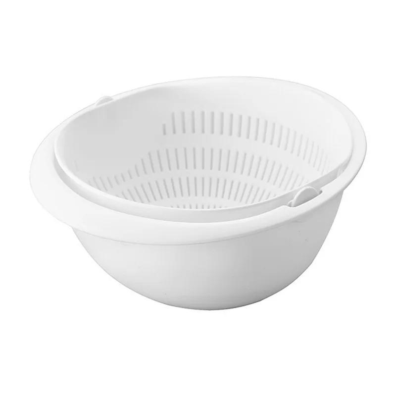Rotating Double Layer Fruit Basket Removable Kitchen Vegetable Drainer Creative Spin Washing Bowl for Home Strainer Kitchen Tool