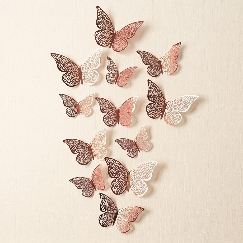 3D Butterfly Wall Stickers 12 Pieces Home Decor DIY Decals for Kids Room Nursery Bedroom Living Room Party Wedding Fridge