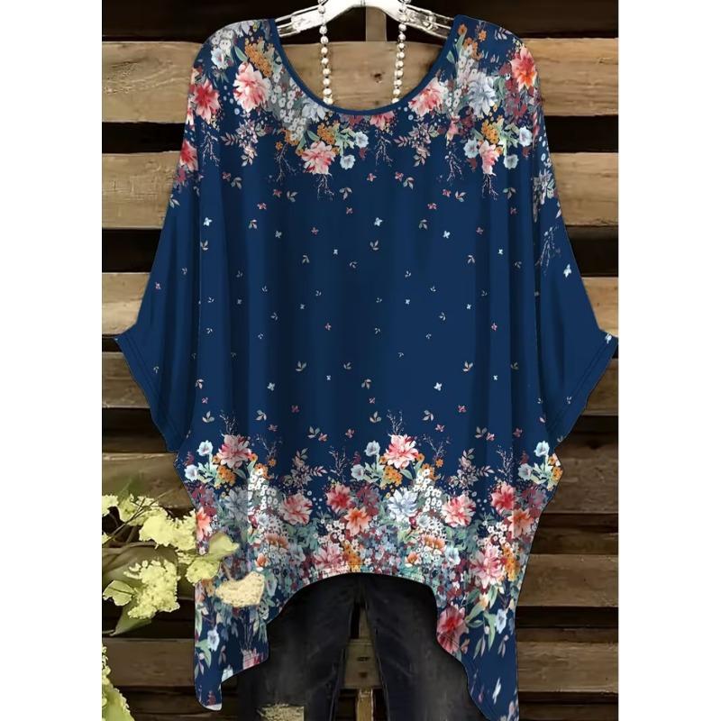 Elegantes Boho-Print-T-Shirt für Plus-Size-Damen