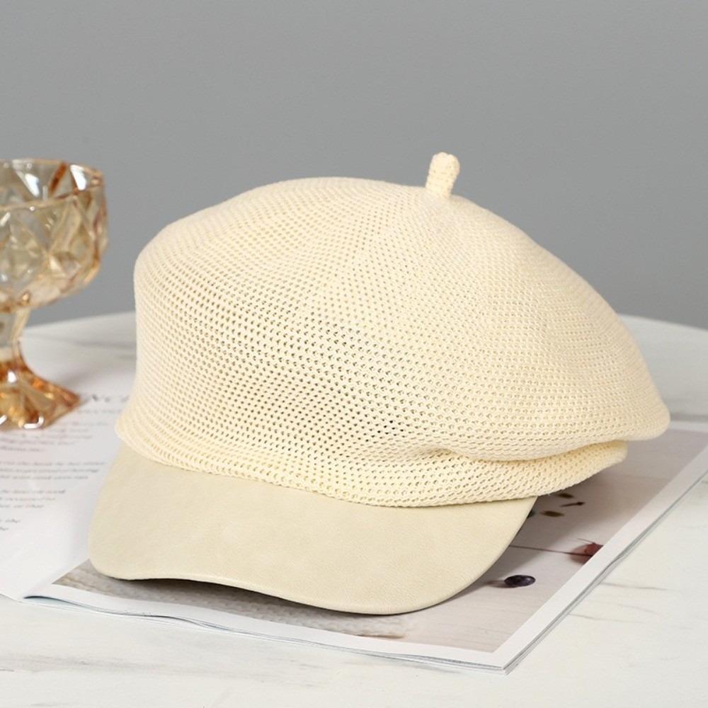 Korean Painter Berets Thin Beanie Cap Vintage Hollow Knitted Beret  Girls