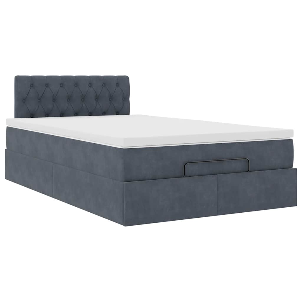 Ottoman Bed with Mattress & LEDs Dark Grey 120x200 cm Velvet