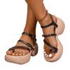 Fashion 2025 Hot Sale Rome New Women's Open Toe Sandals Summer Round Toe Platform Buckle Strap Sandals for Concise Casual Dress Shoes