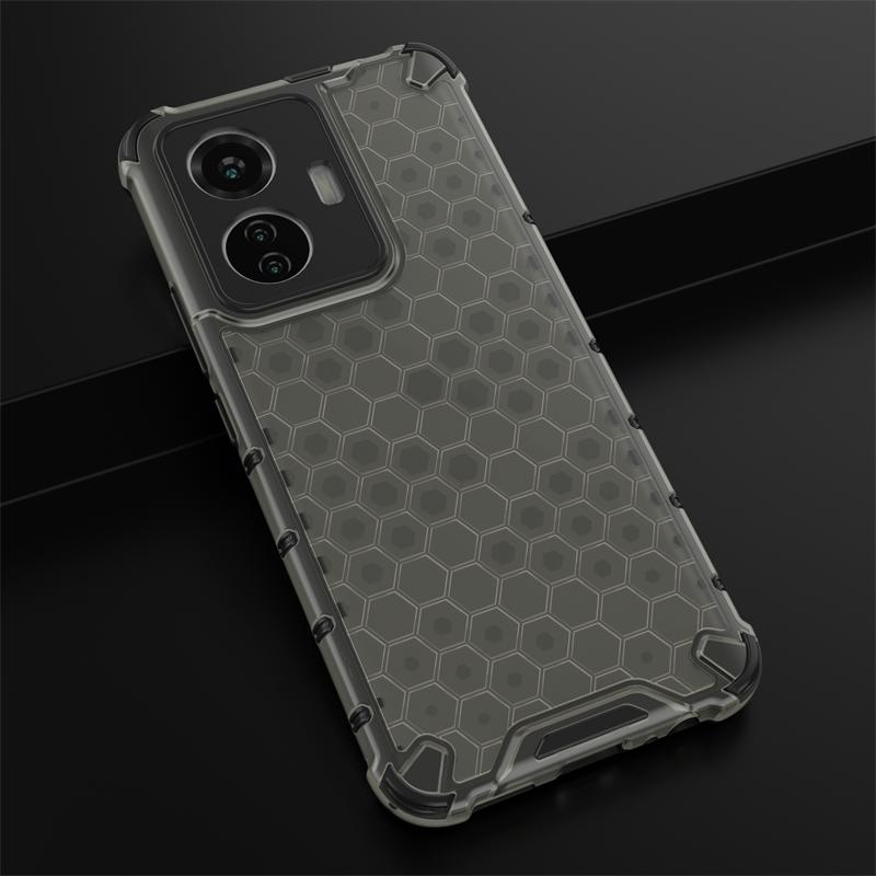 Shockproof Transparent Case For Vivo T1 Snapdragon 680 Honeycomb Armor Case Vivo T1 Snapdragon 680 Case Cover For Vivo T1 44W
