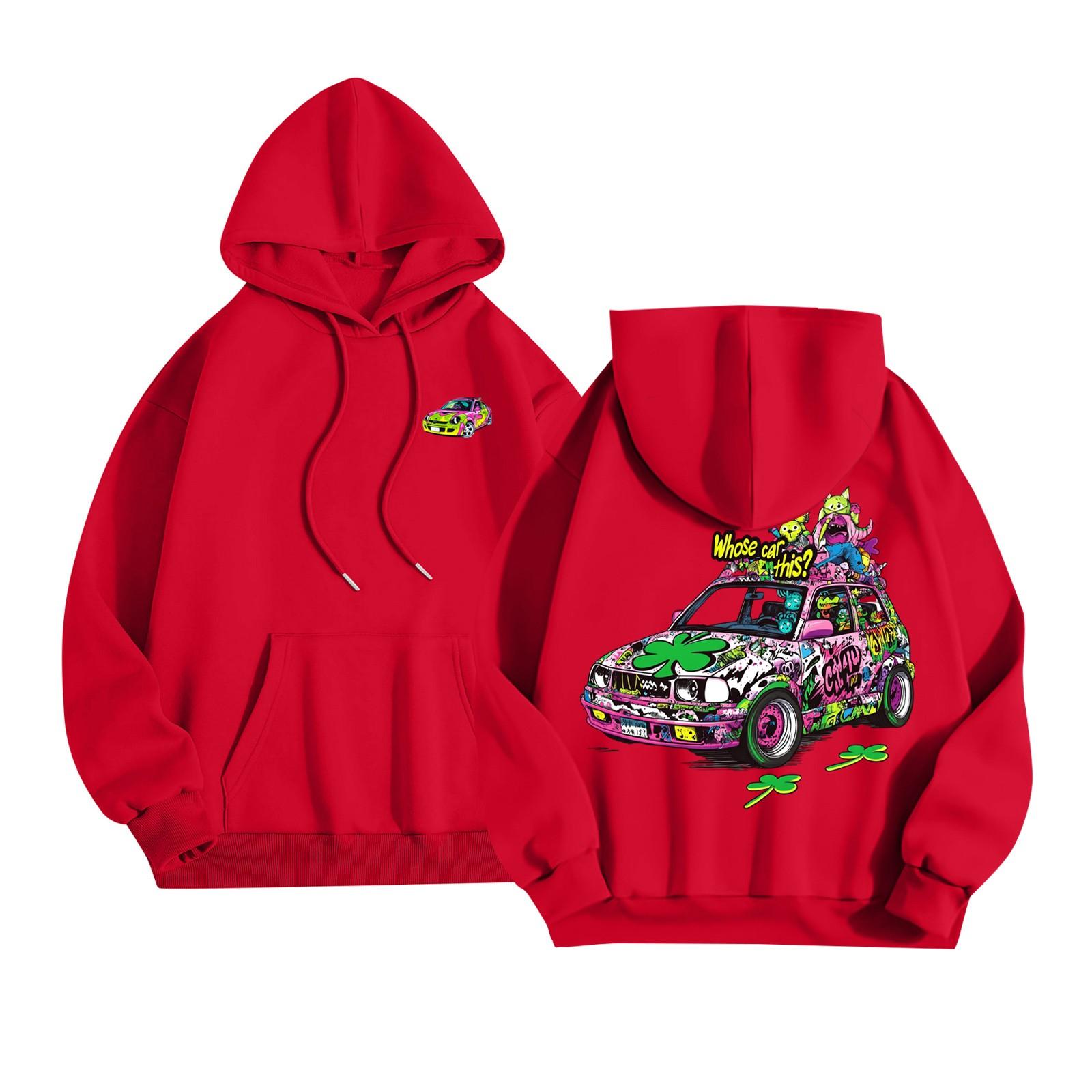 

Женский модный легкий свитер с длинными рукавами и карманами с капюшоном M красный