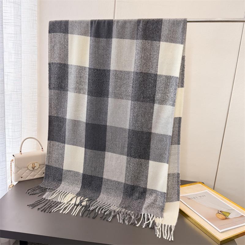 Winter Rainbow Plaid Women's Imitation Cashmere Scarf Warm Shawls and Wraps Thicked Pashmina Female Blanket Scarves