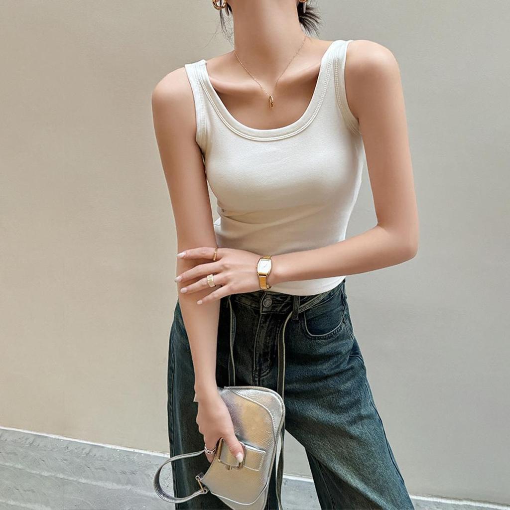 Women Sleeveless U Neck Tees T Shirt Ladies Tee Shirt Street Vest Wear Top