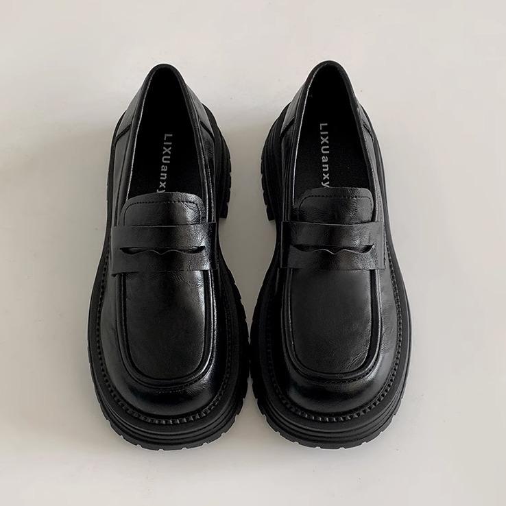 Fashion Commuter British Style Platform Small Leather Shoes Women's 2025 New Autumn and Winter Versatile Skirt One Pedal Loafers