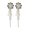 Elegant Crystal Flower Petal Rhinestone Tassel Earrings for Women