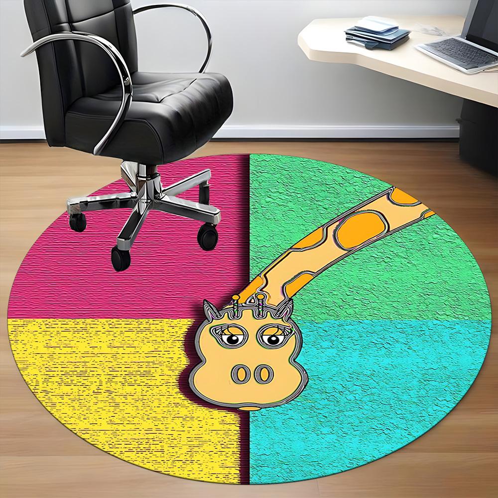 1pc Colorful Creature Office Round Rug, Non-slip, Soft and Durable Office Rug for Interior Decoration, Perfect for Office, Beautiful Decoration Yy2603