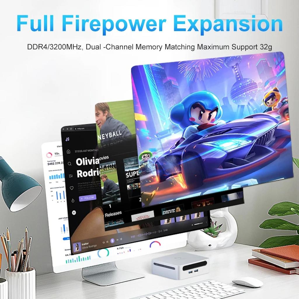 GenMachine Mini PC I5 1235U Mini Computer with Up To 16GB 512GB SSD Gaming PC for and Design 3.4GHz 10c/12t, DDR4, & M.2 NVME, Wi-Fi 6/BT 5.2, Gaming,